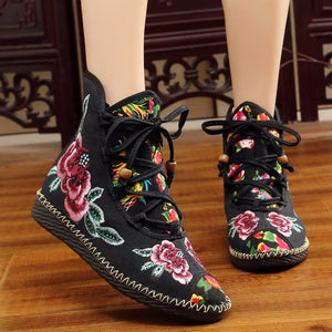 Flat-bottomed Spring and Summer Single-boot Ethnic Embroidered Shoes