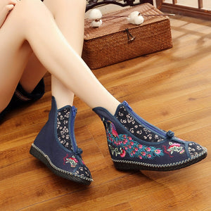 Flat-bottomed Spring and Summer Single-boot Ethnic Embroidered Shoes