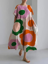Load image into Gallery viewer, Digital Printing Small Chrysanthemum Women&#39;s Casual Short Sleeve Swing Long Skirt dress