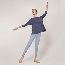 Load image into Gallery viewer, European and American solid color loose back Yoga suit top women&#39;s modal long sleeve quick dry running women&#39;s fitness suit