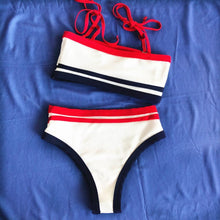 Load image into Gallery viewer, Sexy Female Bikini Small Fresh Striped Split Swimsuit