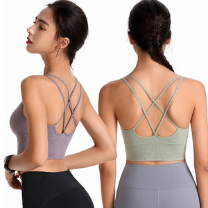 Cross-back Sports Bra Quick Dry Shock-proof Yoga Running Bra Women Without Steel Ring Large Size Sports Underwear