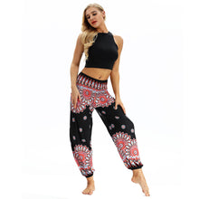 Load image into Gallery viewer, Colorful flower digital printing casual pants loose and thin elastic leg closing Yoga Pants