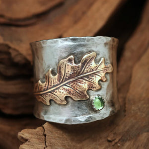Vintage statement ring, bee, butterfly flower, leaf embossed band