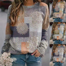 Load image into Gallery viewer, Color Matching Splicing Round Neck Color Matching Long-sleeved Sweater