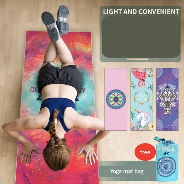 Sports Fitness Yoga Mat Spread Towel Silicone Anti-slip Printing Pad Portable Folding Widened Spread Towel Easy Take