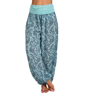 National Style Printed Long Wide Leg Pants Casual Pants Harlan Pants