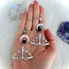 Load image into Gallery viewer, 2 Pcs Fashion Moon Star Elegant Moth Insect Creative Bohemian Silver Color Copper Dangle Earrings Women Daily Party Gift Jewelry