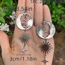 Load image into Gallery viewer, 2 Pcs Fashion Moon Star Elegant Moth Insect Creative Bohemian Silver Color Copper Dangle Earrings Women Daily Party Gift Jewelry