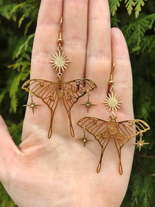 2 Pcs Fashion Moon Star Elegant Moth Insect Creative Bohemian Silver Color Copper Dangle Earrings Women Daily Party Gift Jewelry