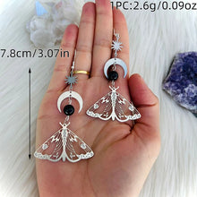 Load image into Gallery viewer, 2 Pcs Fashion Moon Star Elegant Moth Insect Creative Bohemian Silver Color Copper Dangle Earrings Women Daily Party Gift Jewelry