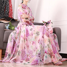 Load image into Gallery viewer, 2023 New Arrives Chiffon Long Sleeve Floral Print Dress Boho Plus Size Women Beach Party Garden Maxi Dress Elegant Vestidos Robe