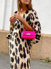 Load image into Gallery viewer, Autumn and Winter New Fashion Leopard Pattern Loose Lantern Sleeve Dress Long Dress