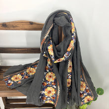 Load image into Gallery viewer, Embroidery Ethnic Style Literary and Artistic Embroidery Cotton and Linen Scarf Shawl Dual-purpose Women&#39;s Spring, Autumn and Winter Silk Scarf