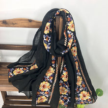 Load image into Gallery viewer, Embroidery Ethnic Style Literary and Artistic Embroidery Cotton and Linen Scarf Shawl Dual-purpose Women&#39;s Spring, Autumn and Winter Silk Scarf