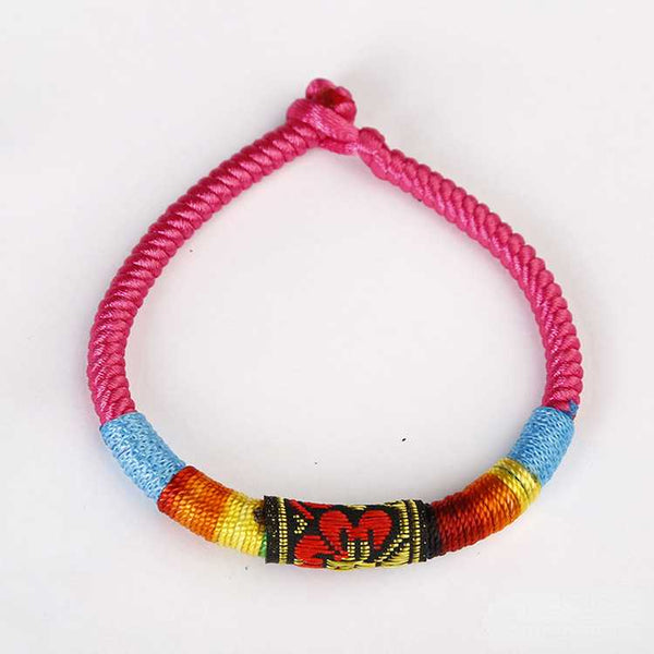 New Featured Handwoven Bracelet with Ethnic Style Embroidery Colorful Thread Bracelet for Men and Women