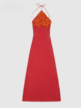 Load image into Gallery viewer, Sexy Crochet Hollow Out Long Halter Dress Women 3D Flower Backless Sleeveless Beach Dresses 2025 Summer Lady Vacation Robes New