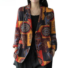 Load image into Gallery viewer, Autumn Vintage Long Sleeve Printed Coats Female Thin Tops Women Blazer Spring Summer Cotton Shirt Casual Outwears
