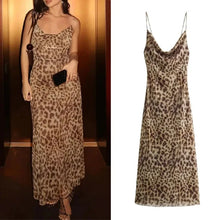 Load image into Gallery viewer, Leopard Print Long Dress Women Tulle Backless Slip Dress Woman Summer Sexy Holiday Dresses 2024 Vintage Midi Party Dresses