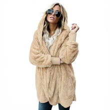 Load image into Gallery viewer, Autumn Winter Double Fleece Cardigan Jacket Women Solid Color Long Sleeve Plush Warm Hooded Lady Jacket Oversized Outerwear Coat