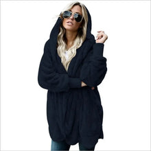 Load image into Gallery viewer, Autumn Winter Double Fleece Cardigan Jacket Women Solid Color Long Sleeve Plush Warm Hooded Lady Jacket Oversized Outerwear Coat