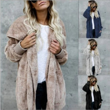 Load image into Gallery viewer, Autumn Winter Double Fleece Cardigan Jacket Women Solid Color Long Sleeve Plush Warm Hooded Lady Jacket Oversized Outerwear Coat
