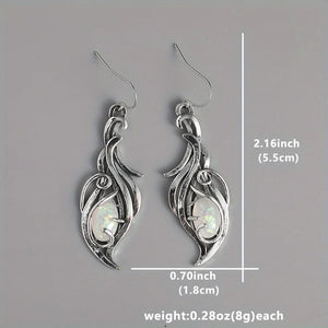 Bohemian Opal Dangle Earrings - Elegant Silver Plated Jewelry ForHolidays and Special Occasions