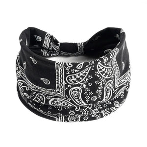 Bohemian Style Elastic Hair Bands Yoga Headband Women Headwear Print Vintage Cross Unisex Scrunchies Hair Accessories