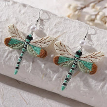 Load image into Gallery viewer, Bohemian Style Vintage New Unique Embroidery Creative Cute Dragonfly Pendants for Women Personalized Fun Drop Earrings Jewelry