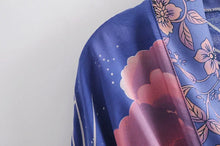 Load image into Gallery viewer, Boho Queens Vintage Star and Moon Floral Print Sashes Women Bohemian V Neck Batwing Sleeves  Happie Short Robe Kimono