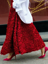 Load image into Gallery viewer, Bornladies Winter Red Fashion Long Petal Skirt Women&#39;s Design Inspired Evening Gown Elegant Lady Unique High Waisted Skirt