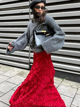 Load image into Gallery viewer, Bornladies Winter Red Fashion Long Petal Skirt Women&#39;s Design Inspired Evening Gown Elegant Lady Unique High Waisted Skirt