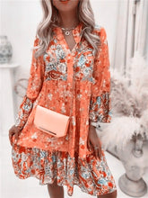 Load image into Gallery viewer, Casual Floral Print Dresses For Women 2024 Sping Summer Boho V Neck Loose A Line Dress Elegant Beach Party Dress Robe Femme