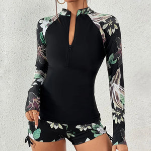 Female Swimsuit With Long Sleeves Swimwear Sports Surfing Tankini Set Beachwear Two-Piece Bathing Suits Pool Women Swimming Suit