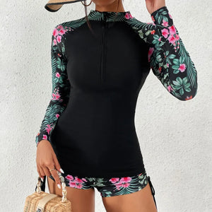 Female Swimsuit With Long Sleeves Swimwear Sports Surfing Tankini Set Beachwear Two-Piece Bathing Suits Pool Women Swimming Suit