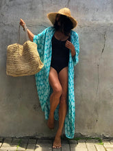 Load image into Gallery viewer, Fitshinling Summer Vintage Kimono Swimwear Halo Dyeing Beach Cover Up With Sashes Oversized Long Cardigan Holiday Sexy Covers