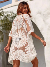 Load image into Gallery viewer, Flower Lace Cover-ups Beachwear White Cardigan Beach Cover Ups for Swimwear Women Bath Exits Outfits Solid Knitted Wear Coverup