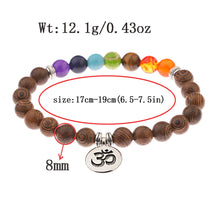 Load image into Gallery viewer, New Classic Natural Wood Beads Bracelets For Women Meditation Prayer Sliver Om Pendant Bracelet Men Wooden Yoga Jewelry