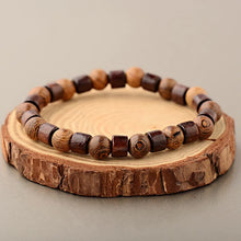 Load image into Gallery viewer, New Classic Natural Wood Beads Bracelets For Women Meditation Prayer Sliver Om Pendant Bracelet Men Wooden Yoga Jewelry