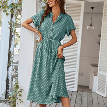 Load image into Gallery viewer, Ladies Polka Dot Print Shirt Dress Women Casual Midi Holiday Summer Dress Female Loose Women Beach Dress Sundress Robe Vestidos