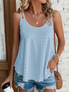 Large Big 5xl Women Leisure Simple Boho Camis Tops Women's Hollow Out Top Pullovers 2024 New Summer Casual Beach Shirts Clothing