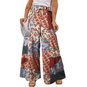 Floral Casual Pants Loose Color Matching Casual Pants