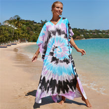 Load image into Gallery viewer, Hot Cotton Watermark Printed Beach Cover Up Robe Style Beach Vacation Sun Protection Bikini Cover Up
