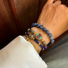 Load image into Gallery viewer, Original Tibetan Handmade Braided Rope Natural Lapis Lazuli Blue Nepalese Bracelet