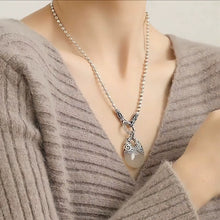 Load image into Gallery viewer, 925 Silver Retro New Tang Grass Pattern Money Bag Chalcedony Water Drop Pendant Round Bead Sweater Chain Ethnic Style Women's Necklace