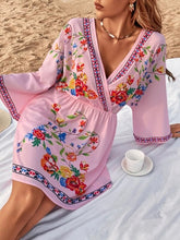 Load image into Gallery viewer, Bohemian Vintage Ethnic Style Heavy Industry Printing Temperament Slim Waist Short Holiday Dress