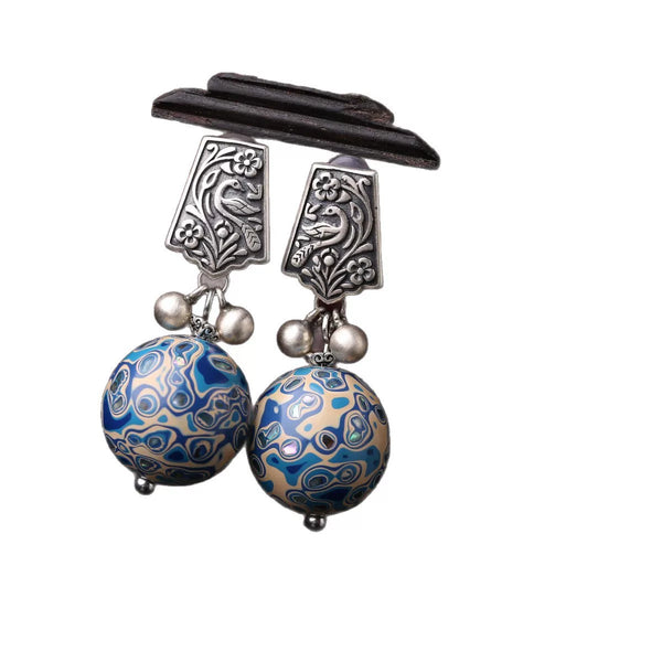 Large Lacquer Beads, Screw Earrings, Gifts, National Style Temperament Earrings, Exaggerated Women's Earrings, Light Luxury, High-end National Style Earrings