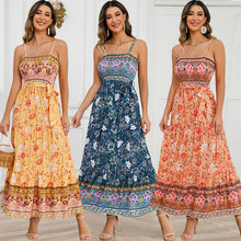 Load image into Gallery viewer, Solid Color Hollow Lace Spliced Square Neck Sleeveless Strap Dress