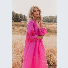 Load image into Gallery viewer, Autumn New Casual Loose Fit Dress V-Neck High Waist Double Layer Wrinkled Yarn Long Sleeve Dress