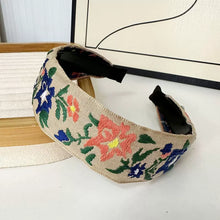 Load image into Gallery viewer, Bohemian Embroidered Headband Retro Ethnic Style Toothed Non-slip Headband Hairpin Large Flower Hair Accessories